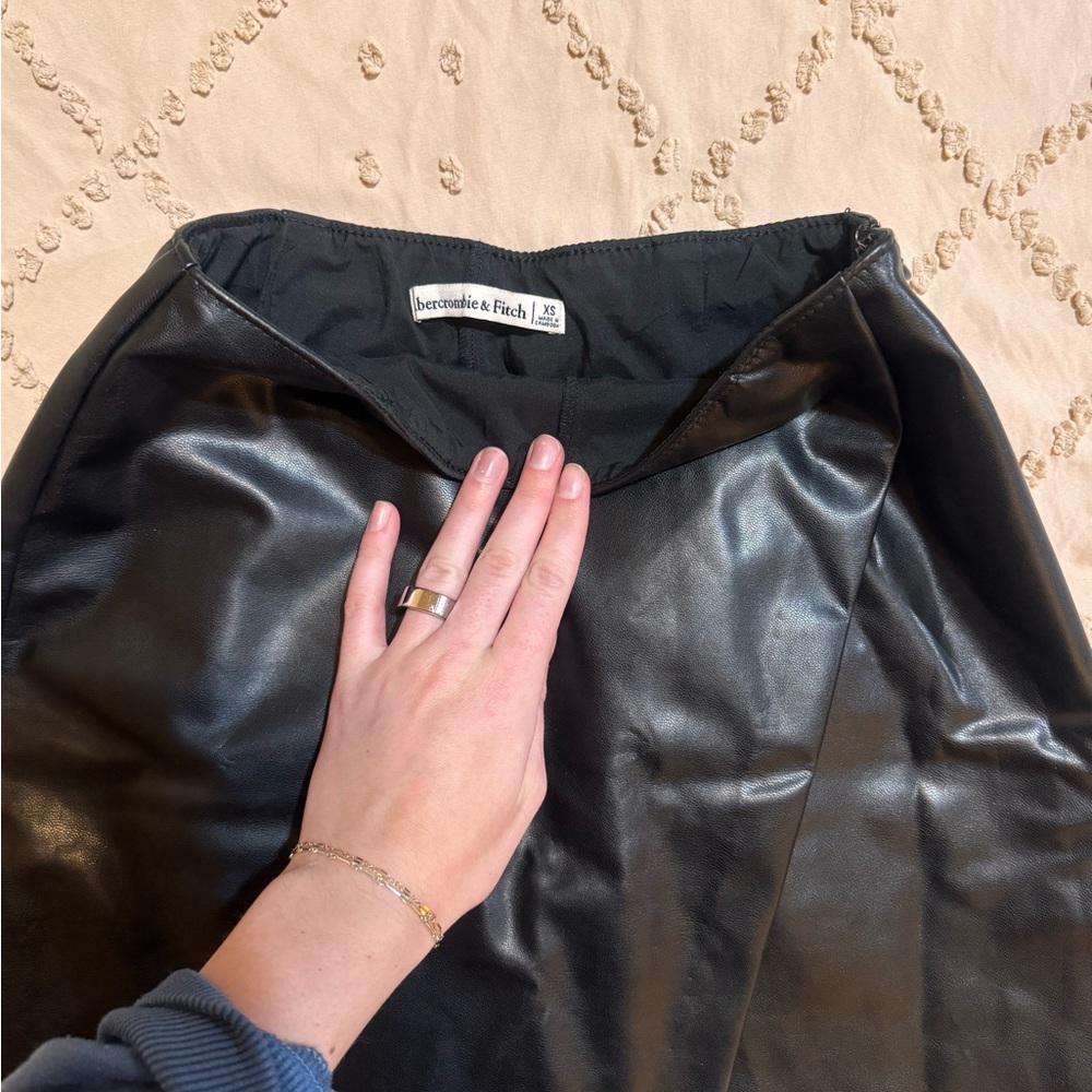 Abercrombie & Fitch Women's Shiny Black Leather Jacket